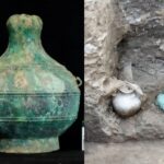 Tumba 2300 años China botella bronce cerveza Ningxia Shanjiabao