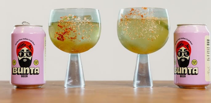 Bunta Beer lager india sin alcohol lata rosa distribución UK
