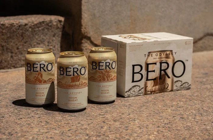 Six-pack edición limitada BERO x The Odyssey de Tom Holland — cerveza sin alcohol Noon Wheat