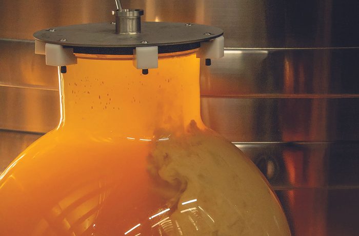 Vasija de vidrio Wineglobe utilizada para vinificación y crianza de vino sin influencia del roble