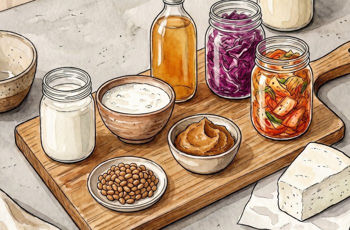 Alimentos fermentados probióticos para reforzar el microbioma intestinal