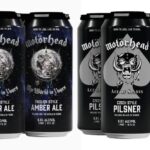 Latas coleccionables de la Röad Crew Beer de Motörhead con portadas de álbumes icónicos