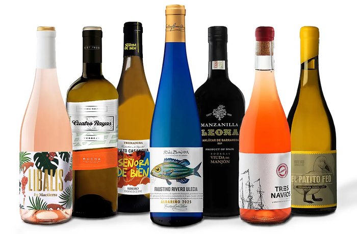 Selección de siete vinos para llevar a la playa en verano: albariño, manzanilla, verdejo, rosado y clarete