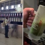 Máquina de cerveza gratis de autoservicio en el aeropuerto de Hohhot, China