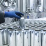 Latas de cerveza en una línea de envasado, encarecidas por los aranceles al aluminio en Canadá