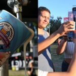 Vaso de la Fiesta Provincial de la Cerveza de Godoy Cruz, Mendoza, y público brindando frente al escenario