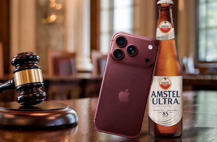 Botella de Amstel Ultra junto a un mazo de juez, disputa con Michelob Ultra en la Suprema Corte de México