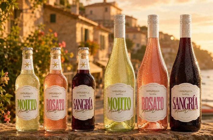 Botellas de Mixed Drinks de Undurraga Sparkling, cócteles de vino listos para servir lanzados en Chile